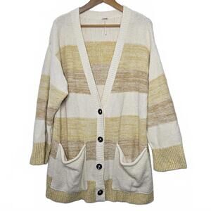 Free People Cardigan Sweater Womens Medium Long Sleeve Knit Button Down Oversize